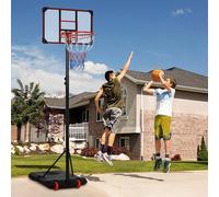 Sportnow Adjustable Basketball Hoop And Stand W/ Wheels, 1.8-2.1M, Red