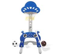 Basketball Hoop Stand Set 5 in 1 Sports Activity Center for Kids Adjustable Height from 45'' to 60'' Easy Score Basketball Football Golf Ring Toss Game Indoor Outdoor for Toddlers Boys Girls,Blue