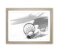 Basketball Hoop V1 Modern Framed Wall Art Print, Ready to Hang Picture for Living Room Bedroom Home Office Décor, Oak A4 (34 x 25 cm)