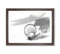 Basketball Hoop V1 Modern Framed Wall Art Print, Ready to Hang Picture for Living Room Bedroom Home Office Décor, Walnut A3 (46 x 34 cm)