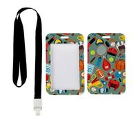 Basketball Hoops ID Card Holders with Black Lanyard, Nurse Badge Holder, Vertical ID Cards Protector for Staff, Vertical Name Badges Protector for Doctor, Nurse Essentials Work Accessories Work