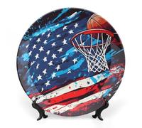 Basketball Hoops USA Flag Decorative Plate Dish Bone China Dinner Plates Tray Decor Trinket for Home Kitchen