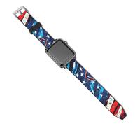 Basketball Hoops USA Flag Watch Band Leather Replacement Watch Strap Bands for Men Women Sports