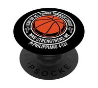 Basketball I Can Do All Things Through Christ Christian PopSockets Adhesive PopGrip