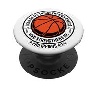 Basketball I Can Do All Things Through Christ Christian PopSockets Adhesive PopGrip