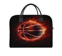 Basketball in Fire Laptop Tote Bag Casual Travel Handbag Multi Pocket Shoulder Bags for Work Travel