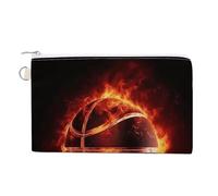 Basketball in Fire Wallet Canvas Slim Lightweight Wallets Durable Zippered Card Holder for Men Women