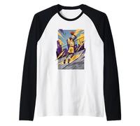 Basketball in Purple and Yellow 24 Streetball Comic Raglan Baseball Tee
