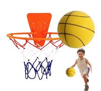 Basketball Indoor Quiet With Hoop 18&30cm Silent Basketball And Hoop Set Wall Mount Dribbling No Noise Soft Bounce Equipment Sport Ball For Home Gym Apartment, Kids Adults
