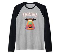 Basketball is My Favourite Sport Funny Alien UFO Abduction Raglan Baseball Tee