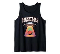 Basketball is My Favourite Sport Funny Alien UFO Abduction Tank Top