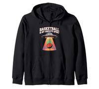 Basketball Is My Favourite Sport Funny Alien UFO Abduction Zip Hoodie