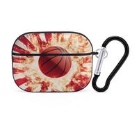 Basketball Japanese Flag Headphone & Earphone Cases Compatible with Airpod Pro Scratch-Resistant PC Protective Cover with Keychain Black-style-13