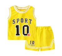 Basketball Jersey Boys 2-Piece Sleeveless Top & Short Set Performance Tank Shirt Training Jersey Top and Gym Shorts Set Childrens Basketball Sports Kit for Boys & Girls Age 3-10 Years Childs Gifts