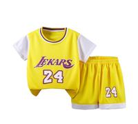 Basketball Jersey Kit Kids Fans Jersey Boys Sportswear Sleeveless Basketball Vest Tops and Shorts Sports Set Summer Tracksuit Gifts for Boys Grils Gifts for 12 Months-12 Years Old Yellow