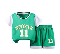 Basketball Jersey Kit Kids Fans Jersey Boys Sportswear Sleeveless Basketball Vest Tops and Shorts Sports Set Summer Tracksuit Gifts for Boys Grils Gifts for 12 Months-12 Years Old Green