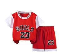 Basketball Jersey Kit Kids Fans Jersey Boys Sportswear Sleeveless Basketball Vest Tops and Shorts Sports Set Summer Tracksuit Gifts for Boys Grils Gifts for 12 Months-12 Years Old Red