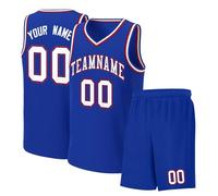 Basketball Jersey Men, 2 Piece Basketball Jersey and Shorts, Personalized Printed Name & Number Sleeveless Jersey Vest T-Shirt + Shorts Custom Training Suit A02