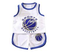 Basketball Jersey Toddler Kids Boys Basketball Kit - 2-Piece Tank Top and Shorts Set, Sleeveless Training Jersey, Gifts for 12 Months-12 Years Old Baby Kids Complete Two Piece Sports Outfit White