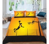 Basketball King Size Duvet Cover Sets Basketball Shooting Bedding Set 3D Print Soft Microfiber Quilt Covers 230x220 cm with Zipper Closure and 2 Pillowcases 50x75 cm for Adults D.2741