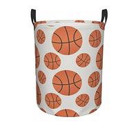 Basketball Laundry Hamper Collapsible Laundry Baskets with Handles Dirty Foldable Clothes Basket Easy Carry Laundry Bag Round Storage Basket for Bedroom Toy M
