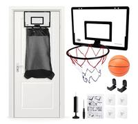 Basketball Laundry Hamper Set, Over the Door Hanging Basketball Laundry Basket with Drawstring Clamp and Ball for Bedrooms Dorm Bathroom