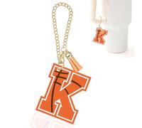 Basketball Letter Charm Accessories for Stanley Cup Initial Keychain Charm for Stanley Tumbler,Purse Backpack,Basketball Gifts for Teen Boys Girls Mom Coach Athlete