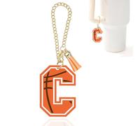 Basketball Letter Charm Accessories for Stanley Cup Initial Keychain Charm for Stanley Tumbler,Purse Backpack,Basketball Gifts for Teen Boys Girls Mom Coach Athlete