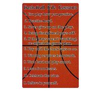 Basketball Life Lessons Metal Tin Signs Basketball Retro Posters Basketball Club Plaque Decoration Basketball Fans Home Room Wall Decor 12x16 Inches