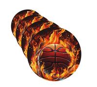Basketball logo with flames Car Air Freshener Cards for Women Men 4 Pack Cute Car Accessories Long Lasting Scent Car Diffuser Hanging Auto Aromatherapy Tablets Car Fresheners Gifts