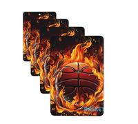 Basketball logo with flames Car Air Freshener Cards for Women Men 4 Pack Cute Car Accessories Long Lasting Scent Car Diffuser Hanging Auto Aromatherapy Tablets Car Fresheners Gifts