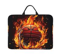 Basketball Logo with Flames Laptop Case Sleeve 14 inch Shockproof Protective Notebook Case Travel Laptop Bag with Handle Waterproof Computer Cover Briefcase Handbags for Men Women