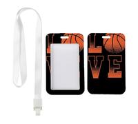 Basketball Lovers Badge Holder with White Lanyard, Name Badge Holders, Vertical Cards Protector for Staff, Vertical Name Badges Protector for Work, Bus Driver Accessories Paramedic Accessories
