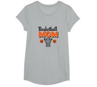 Basketball Mom Life: Proud Parent Sports Supporter T-Shirt, Girls, Heather Grey, Small
