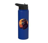 Basketball Monkey Basketball Player Sunset Drawing Artwork Stainless Steel Insulated Water Bottle