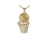 Basketball necklace | sport streetball pendant, player fan coach basketball gift Jordan chain, ball and busket charm, team hoop accessory, Metal, No Gemstone