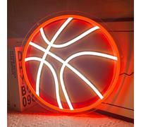 Basketball Neon Sign, Ball Neon Light Sign for Wall Decor Bedroom Accessories, Sports Themed Dimmable Led light Sign Powered by USB with Switch 32x32cm/12.6x12.6inch