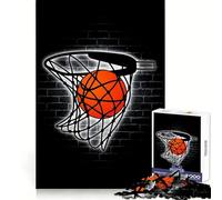 Basketball Neon Sport Adult Jigsaw Puzzles1000 Pieces Brain Memory Slow Leisure Tight Lock Thoughtful Xmas (50x75cm)