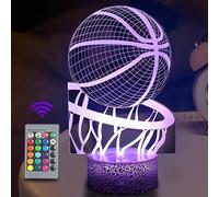 Basketball Night Light for Kids 3D Illusion Led Lamp, JOLLYEEP 7 Colors +16 Colors Changing Gradient with Remote Control Smart Touch Table Lamps, Best Christmas Birthday Gift for Boy Kids children
