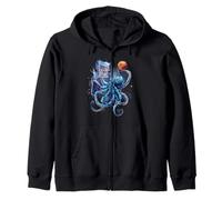 Basketball Octopus Slam Dunk Basketball Player Artwork Zip Hoodie