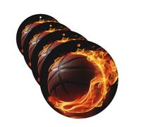 Basketball On Fire 4 Pcs Car Air Freshener Lavender Hanging Scented Cards Automotive Scented Hanging Sheets Round Shape For Car Home Office Closet Bathroom