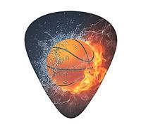 Basketball on Fire and Water Flame Splashing Advanced guitar pick 12 pieces Three thicknesses for bass, electric guitar, acoustic guitar bag