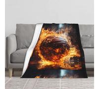 Basketball on Fire and Water Flame Splashing Blanket.Thickened Plush Fleece Throw Blanket Full-Print 60x50in Velvet Soft Bed Sofa Cover.