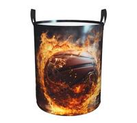 Basketball on Fire and Water Flame Splashing Circular hamper Toy Organizer Bin Dirty Clothes Sorter/Collapsible Laundry Hamper/for Bedroom Bathroom