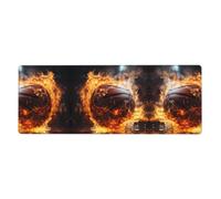 Basketball on Fire and Water Flame Splashing Extra Large Keyboard Mouse Pad for Computer, Console, Office, Game, Study Room 12x31.5 Inch Desk Pad,