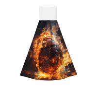 Basketball on Fire and Water Flame Splashing Hangable portable towel, velvet super absorbent kitchen towel, children's adult bathroom kitchen hanging towel