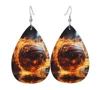 Basketball on Fire and Water Flame Splashing Leather earrings, European and American style earrings for young women, birthday gifts/Valentine's Day gifts