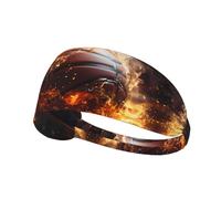 Basketball on Fire and Water Flame Splashing Outdoor Sports Sweat-Absorbing Headband, Fitness Sports Yoga Cycling Headband, Sports Elastic Headband,