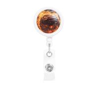 Basketball on Fire and Water Flame Splashing Print Badge Holder Retractable Reel, with ID Alligator Clip Rotatable Buckle, for Nurse Teacher
