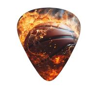 Basketball on Fire and Water Flame Splashing Printed guitar picks - three thicknesses: thin, medium and thick, suitable for electric guitar, bass and ukulele.